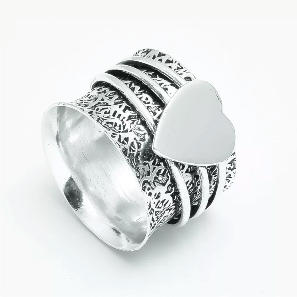 🆕 RING Heart Spinner Meditation Sterling Silver